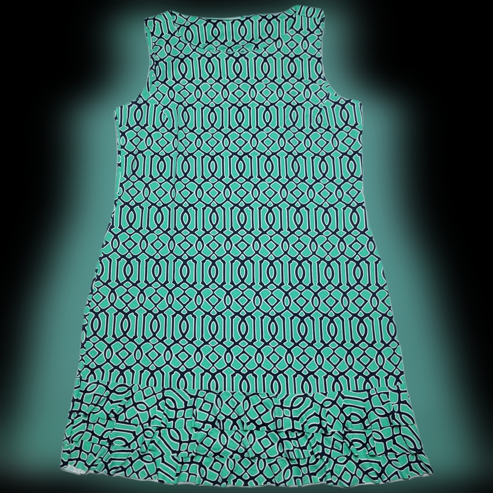 Anthony's Resort Wear - Ruffle Dress (Medium, Green/Black/White)
